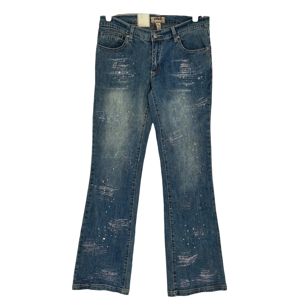 Raw Blue Lady Jeans Blue Glitter Rhinestone Flare GP-1010 Size 9/10